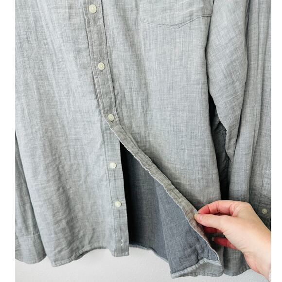 Goodfellow Light Gray Linen Long Sleeve Button Collared Shirt 2XL - Picture 4 of 12